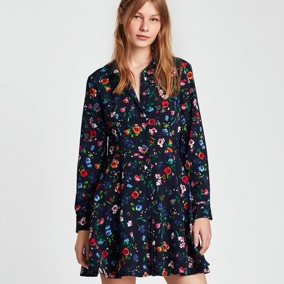 Zara Dresses & Skirts - Long Sleeve Floral Print Dress
